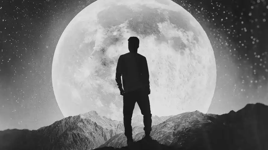 夜晚,插画,月亮,孤独,一个人,寂寞,伤感,背影,矢量,卡通矢量夜晚一个