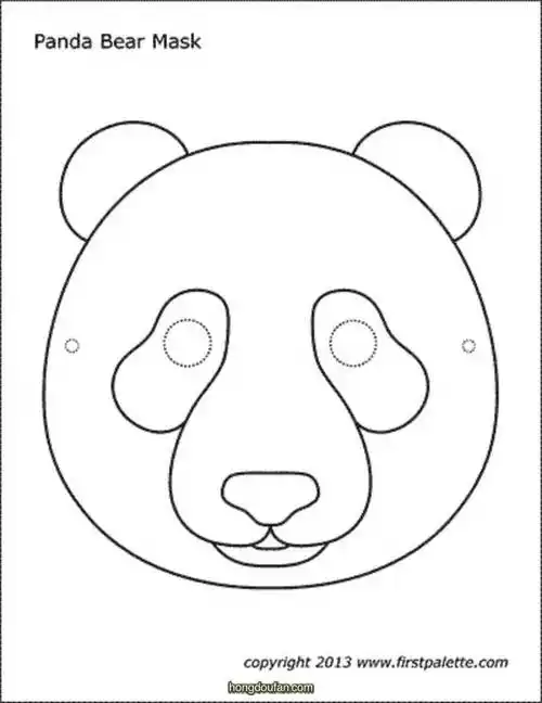 可打印的熊猫面具a4打印模板图片下载-红豆饭小学生简笔画大全
