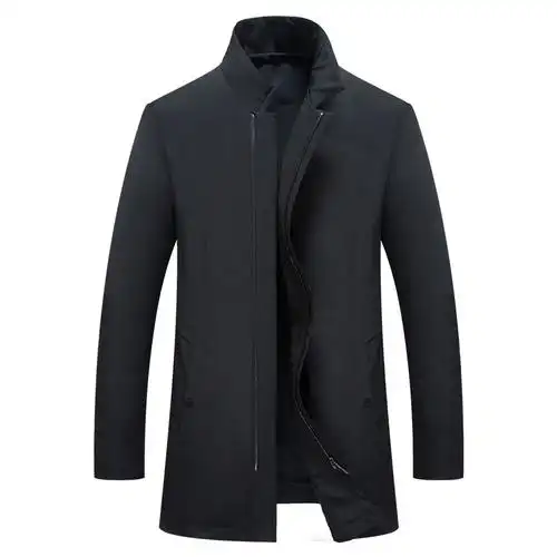 凡迪保罗春秋新款男士中长款风衣商务休闲立领薄款拉链风衣男外套