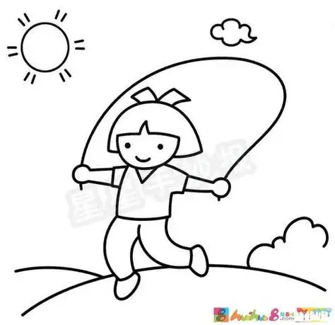 小女孩跳绳简笔画怎么画简笔画教程绘画吧-画画