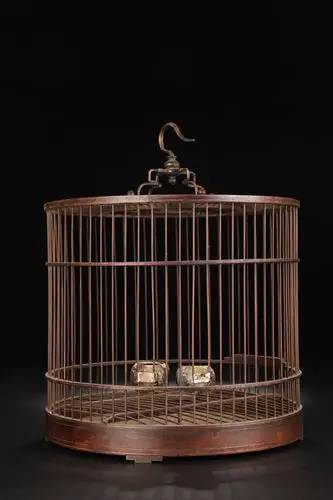 ▽鸿▽馆藏珍品 清朝时代 黄花梨木雕 鸟笼 时代物 中国古美术