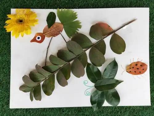 落雁中心幼儿园手工业务培训《树叶贴画》