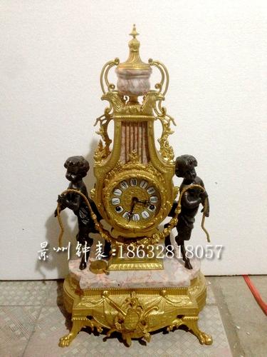 古典钟表 黄铜仿金 牛蹄座钟 欧式家居摆件 别墅样板间 风水镇宅