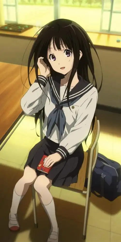 《冰菓》千反田爱瑠,外表清纯,可爱过头的好奇宝宝,全面屏壁纸