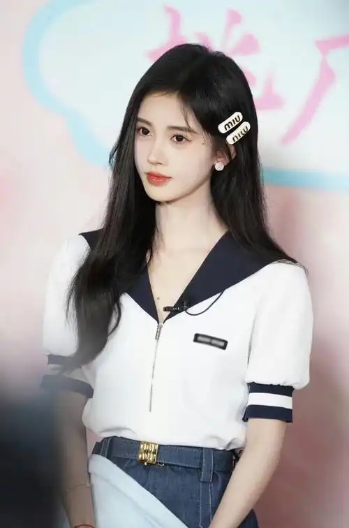 明星鞠婧祎同款衣服白色海军领衬衫女休闲宽松显瘦学院风减龄上衣 - 1