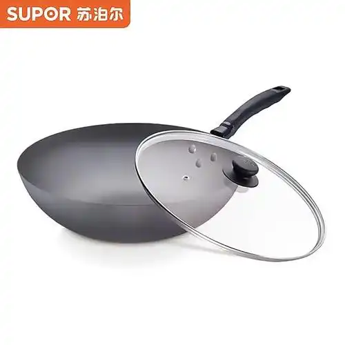适用苏泊尔fc30q2铁锅家用带玻璃盖无涂层炒菜锅30cm明火适用锅具