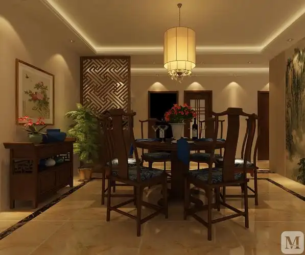 中式餐厅背景墙装修效果图