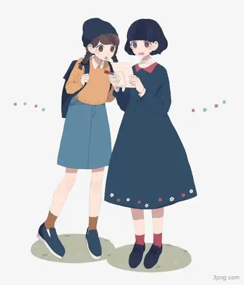 卡通闺蜜png素材透明免抠图片装饰效果