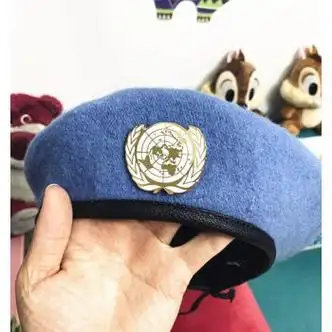 心墨染新品维和步兵营帽子维和步兵营同款正宗仿羊毛徽章贝雷帽男女