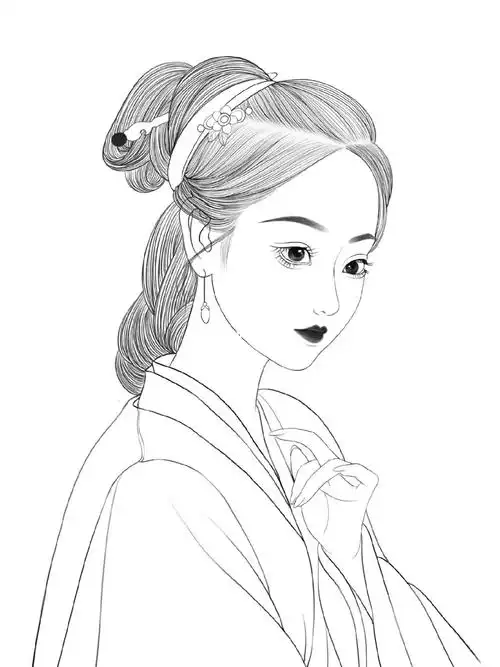 模特照片来自安心老师#美人图  #仕女图  #线稿