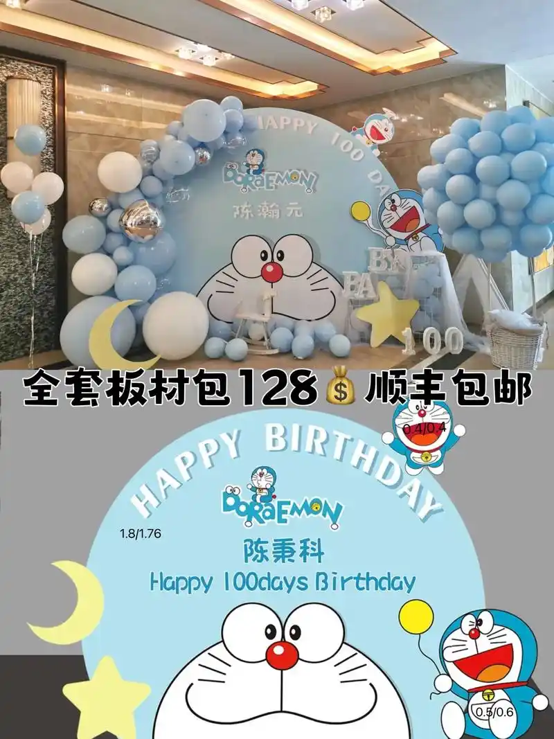 男宝生日宴背景板.专业定制kt板,尺寸上图已经注明,送配套支 - 抖音
