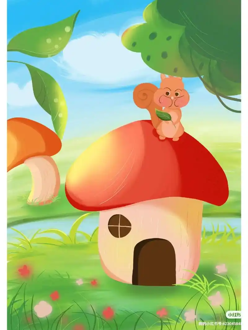 儿童插画—小松鼠的蘑菇屋.