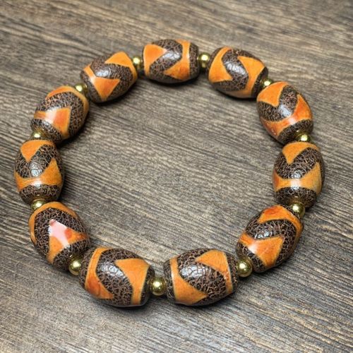 藏传虎牙天珠手串玛瑙玉髓男女西藏真品文玩佛珠天眼民族风手链