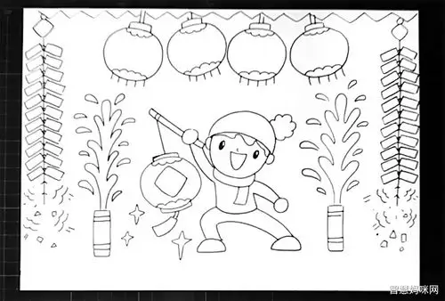 春节快乐简笔画