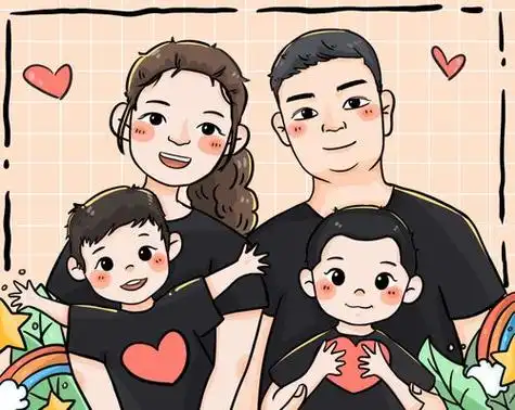 简笔画|简单人物头像全家福照片手绘卡通_简笔画_婚姻全家福头像头像