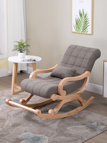 实木阳台不倒翁摇椅躺椅大人家用休闲皮摇摇椅老人北欧午休沙发椅