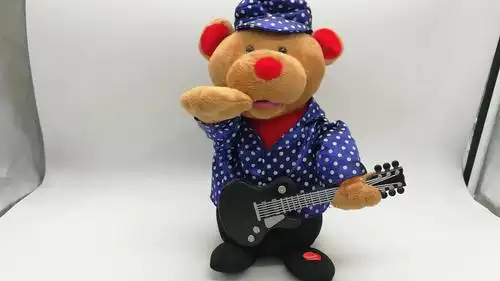 有趣的可爱的电子摇滚熊毛绒玩具为孩子们热卖