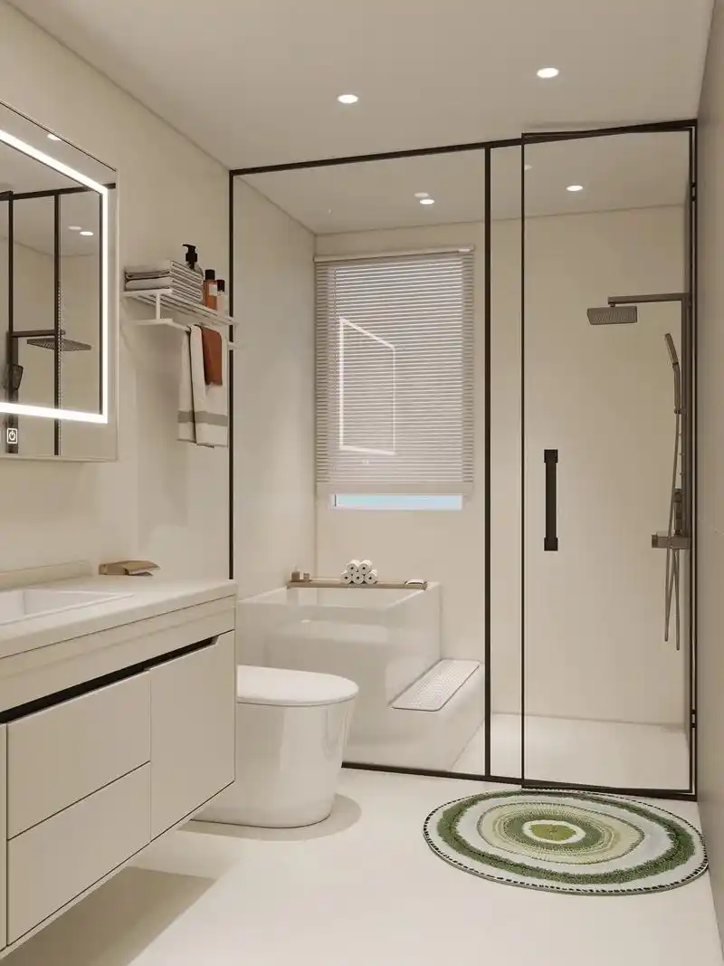 年轻人喜欢的极简奶油卫生间温柔又治愈