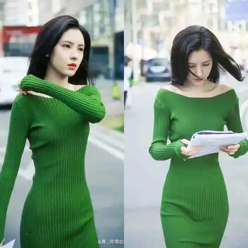 「绿色系列」当个明星穿起绿色衣服,哪一个更好看呢_一身_气质_长裙