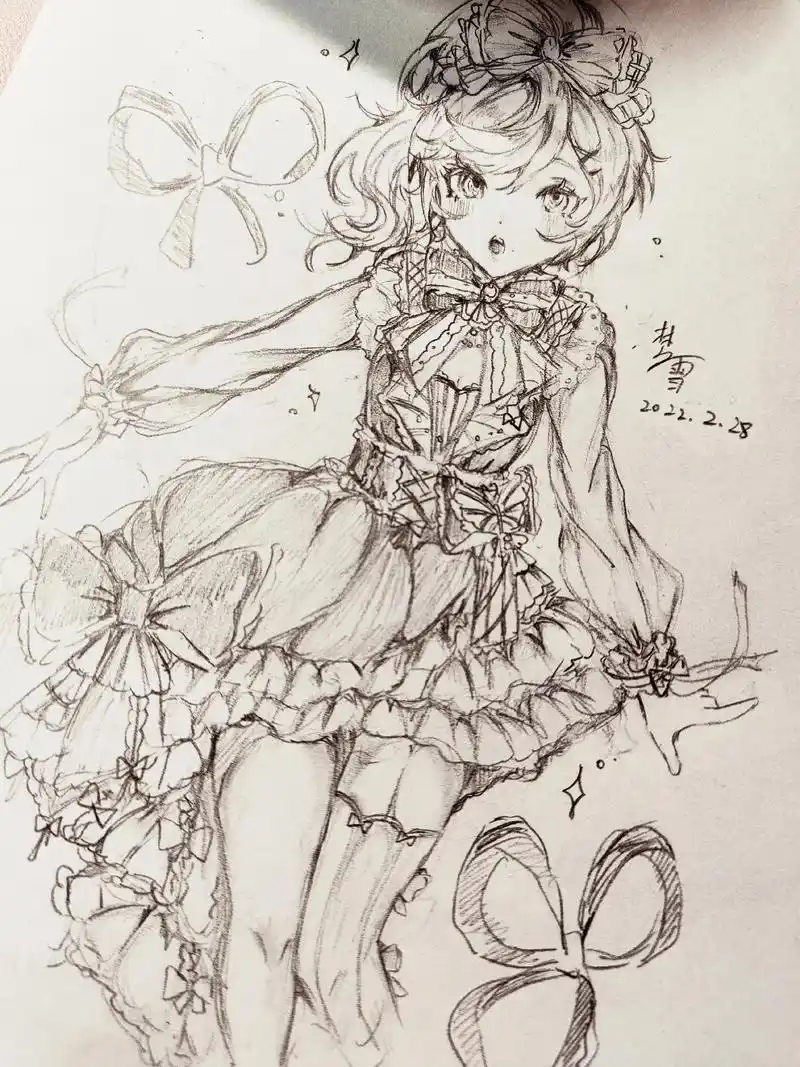 手绘 #二次元 #原创 #绘画 后俩过程 - 抖音