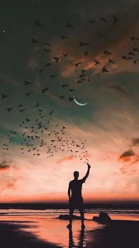 一个人的海边背影,高清图片,手机锁屏桌面-壁纸族