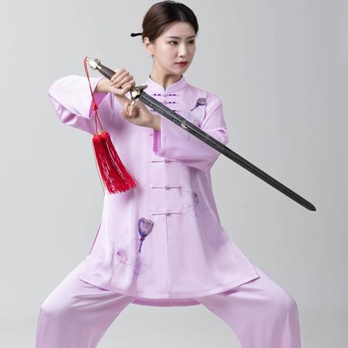 御尊武当纺醋酸麻太极服女新款高档太极拳练功服武术服表演服绣花