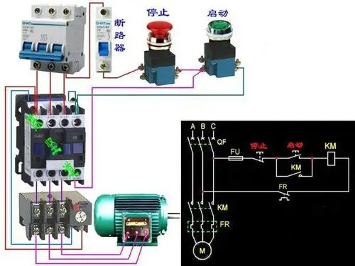 配电箱接线图三相电接按钮开关咋接_360问答
