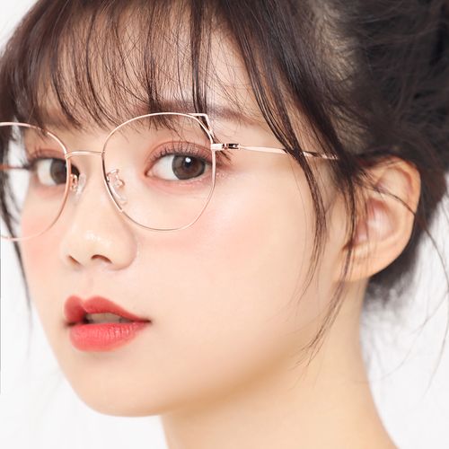 猫耳朵玫瑰金眼镜框女可爱学生防蓝光辐射近视眼镜女超轻变色镜潮