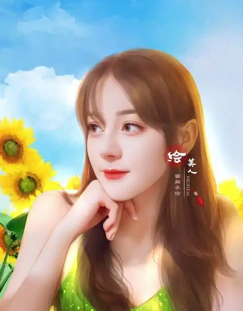 迪丽热巴手绘#热巴的五官明艳大气,每次亮相都会让人眼前一亮