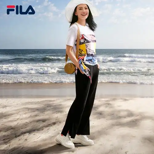 高圆圆同款fila斐乐女鞋帆布鞋2022增高板鞋小白鞋厚底运动鞋