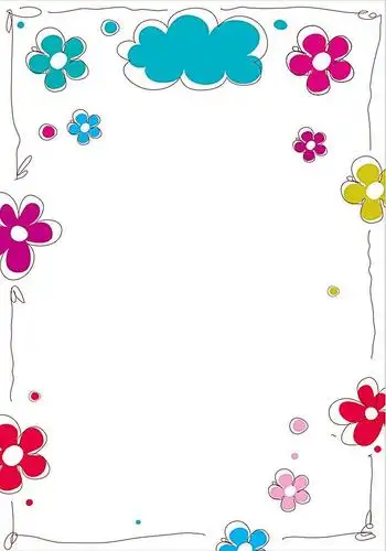 矢量卡通手绘花朵云彩边框背景素材