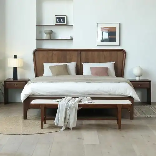 木床北美高档大床轻奢大气高端北欧床主简实实木床