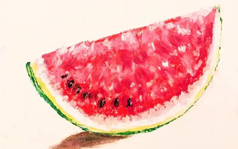 油画棒:一块沙瓤西瓜|视频教程.有多少人夏天离不开它?