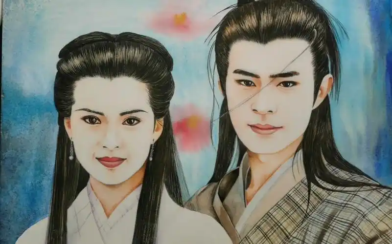 水彩画 杨过小龙女