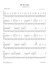 take me higher-迪迦奥特曼主题曲双手简谱预览1