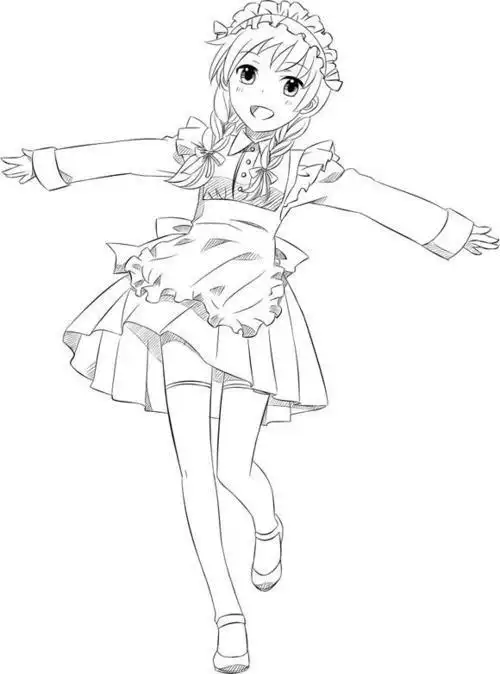 全身动漫简笔画漂亮的卡通人物简笔画大全元气少女人物简笔画女孩全身