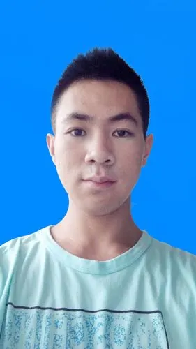 谁可以帮我把这张照片背景改成蓝色的证件照.