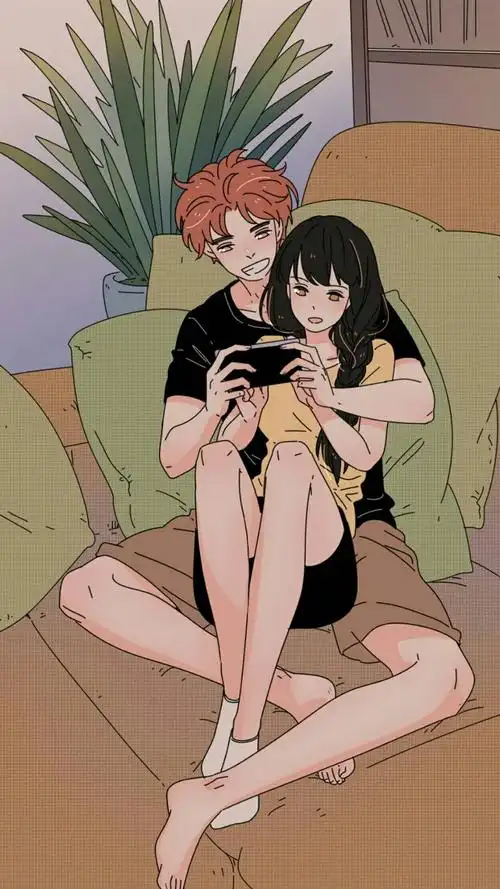 手绘甜蜜情侣插画