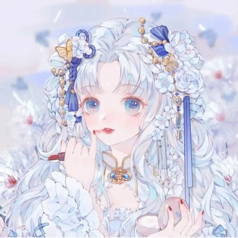 蓝色系 二次元 女生头像 古风 温柔 白月光