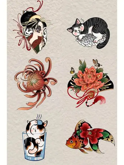 tattoo丨纹身手稿丨日式小图丨彩色纹身