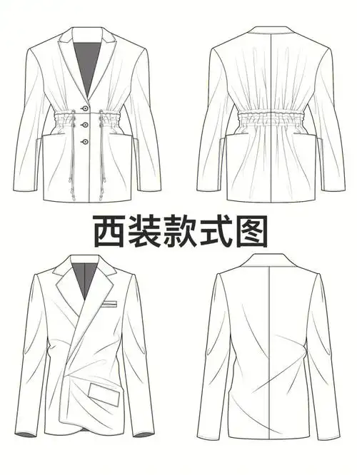 今天继续给到大家分享一篇电脑91手绘的西装07,外套03的款式图