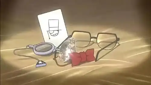 跪求名侦探柯南ova10片尾那张柯南的眼镜,领结和基德的眼镜,宝石放在