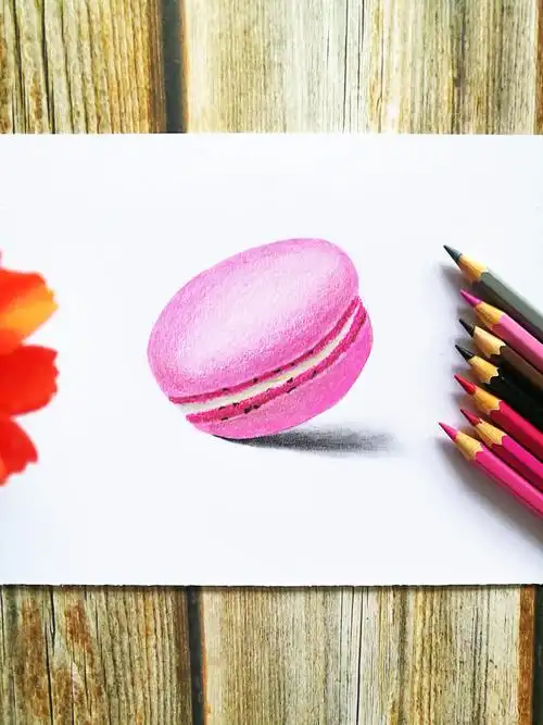彩铅绘|粉色甜蜜马卡龙