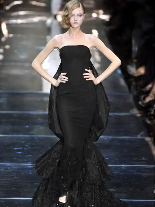 水钻亮片 丝绒薄纱设计经典黑成衣