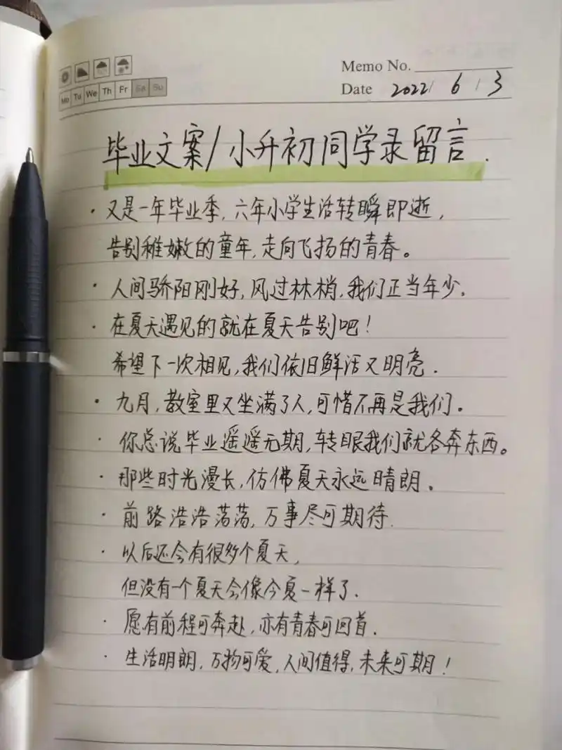 95毕业文案/小升初同学录/中高考毕业留言 9191 95又是一年