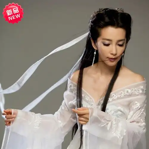 新款实物丝带冰冰李冰冰白色大话西游cos网游古装民族服装