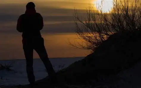 夕阳下一个人看海的孤独背影,高清壁纸图片,非主流-回车桌面