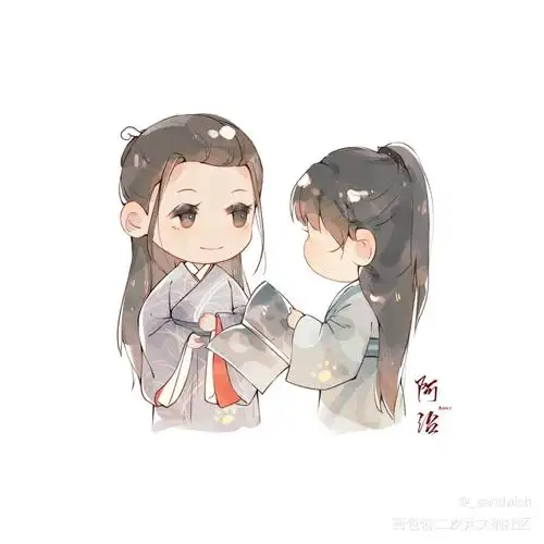 偷偷地_山河令温周古风q版头像插画同人绘画作品