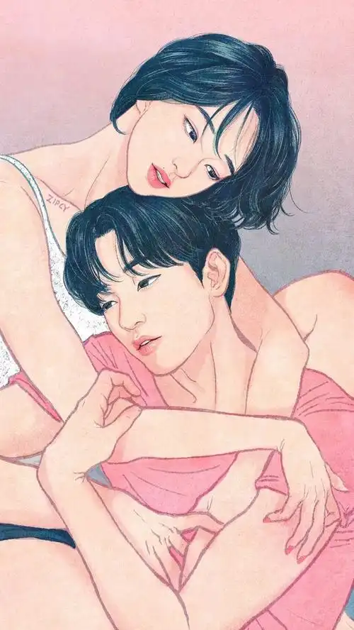 可爱卡通情侣手机壁纸两个人在一起的