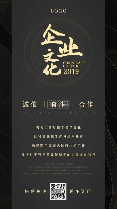 企业文化宣传简约黑金质感手机海报